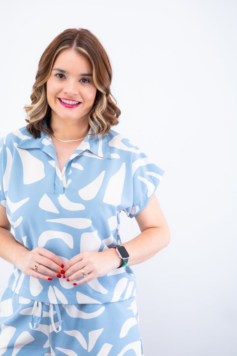 Conjunto Salvador – Bermuda e Blusa em Crepe com Estampa Geométrica - Naguirre Shop