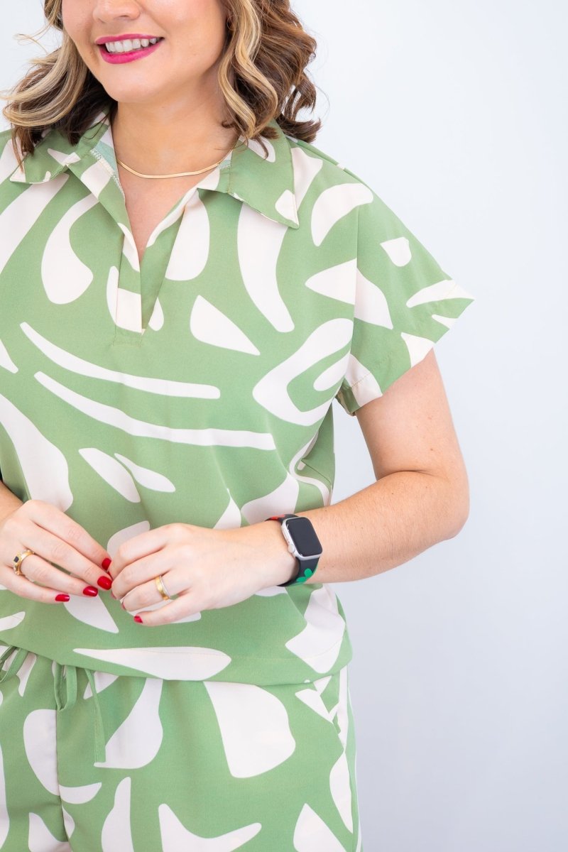 Conjunto Salvador – Bermuda e Blusa em Crepe com Estampa Geométrica - Naguirre Shop