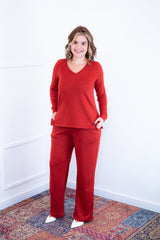 Conjunto Zurique - Lãzinha com Blusa Gola V e Calça Pantalona com Bolsos Faca - Naguirre Shop