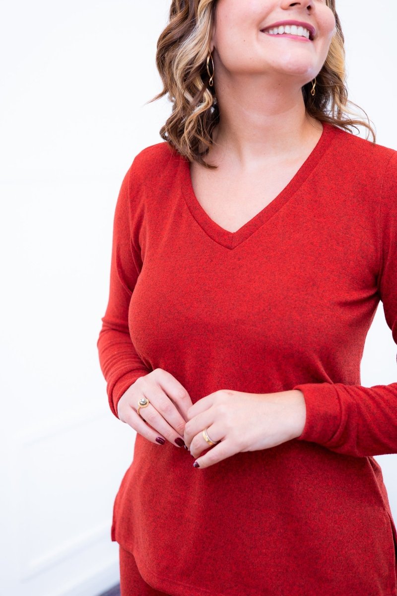 Conjunto Zurique - Lãzinha com Blusa Gola V e Calça Pantalona com Bolsos Faca - Naguirre Shop