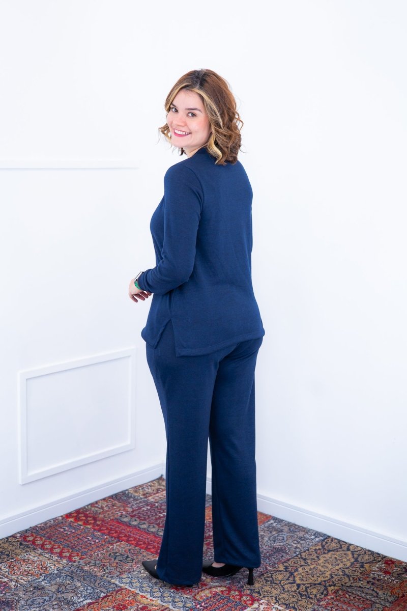 Conjunto Zurique - Lãzinha com Blusa Gola V e Calça Pantalona com Bolsos Faca - Naguirre Shop