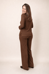 Conjunto Zurique - Lãzinha com Blusa Gola V e Calça Pantalona com Bolsos Faca - Naguirre Shop