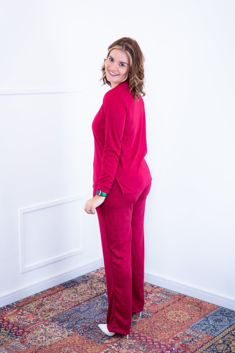 Conjunto Zurique - Lãzinha com Blusa Gola V e Calça Pantalona com Bolsos Faca - Naguirre Shop