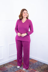 Conjunto Zurique - Lãzinha com Blusa Gola V e Calça Pantalona com Bolsos Faca - Naguirre Shop