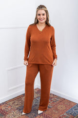Conjunto Zurique - Lãzinha com Blusa Gola V e Calça Pantalona com Bolsos Faca - Naguirre Shop