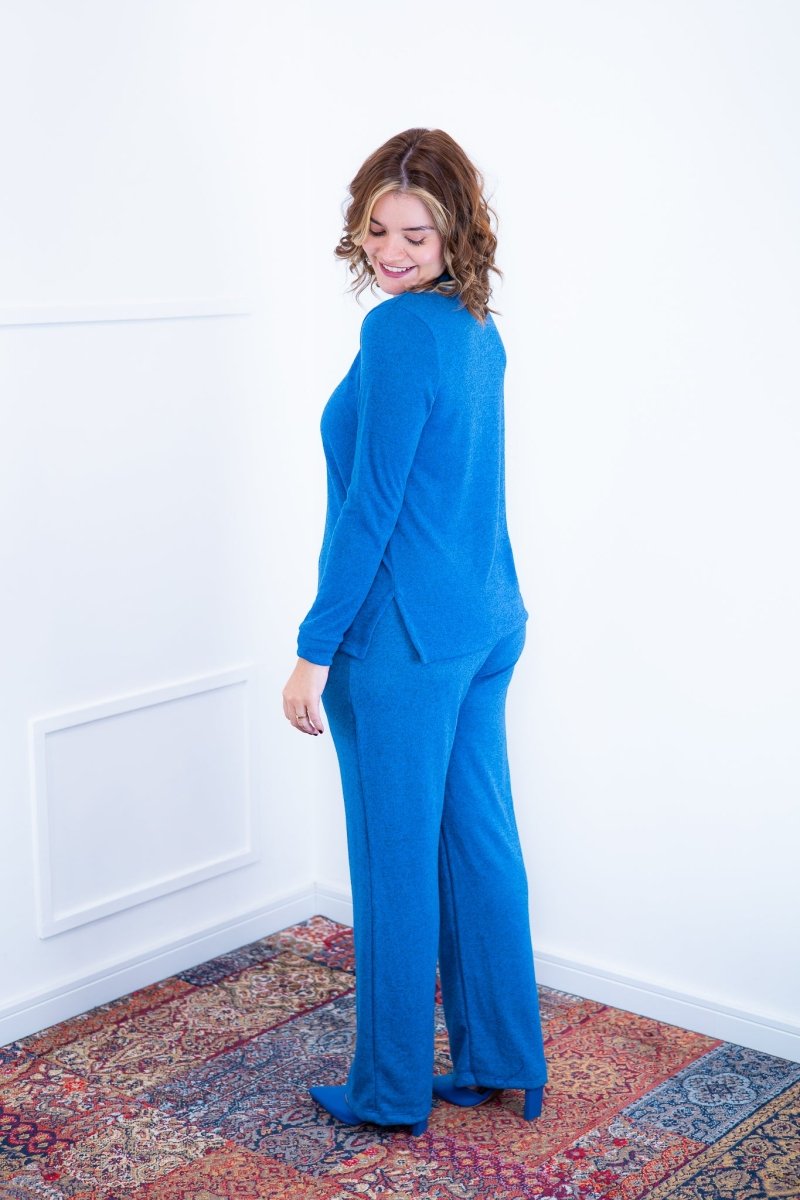 Conjunto Zurique - Lãzinha com Blusa Gola V e Calça Pantalona com Bolsos Faca - Naguirre Shop