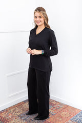 Conjunto Zurique - Lãzinha com Blusa Gola V e Calça Pantalona com Bolsos Faca - Naguirre Shop