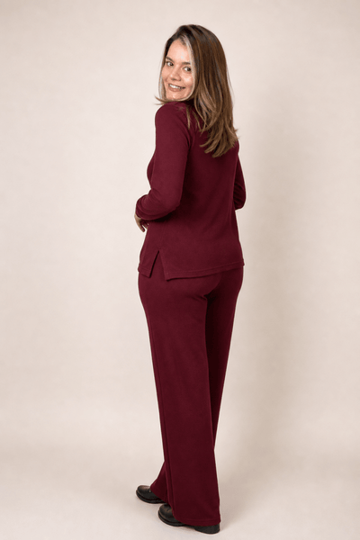 Conjunto Zurique - Lãzinha com Blusa Gola V e Calça Pantalona com Bolsos Faca - Naguirre Shop