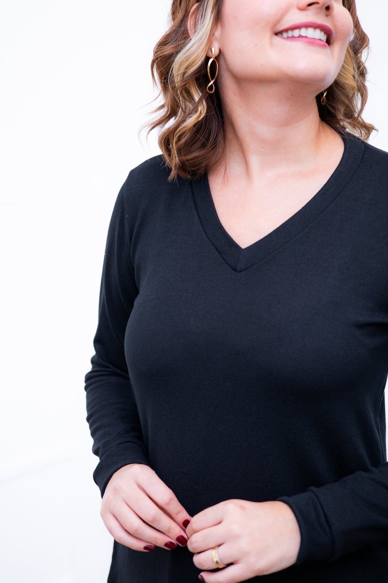 Conjunto Zurique - Lãzinha com Blusa Gola V e Calça Pantalona com Bolsos Faca - Naguirre Shop