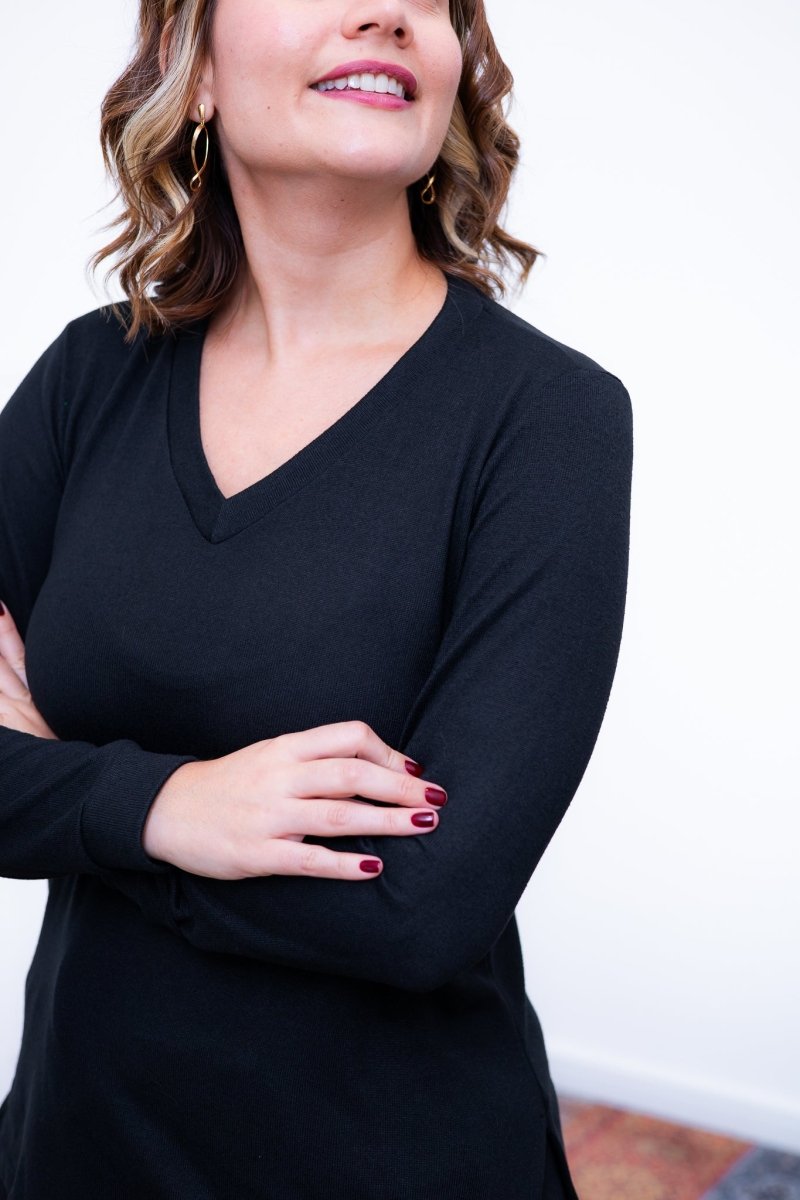 Conjunto Zurique - Lãzinha com Blusa Gola V e Calça Pantalona com Bolsos Faca - Naguirre Shop