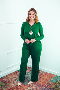 Conjunto Zurique - Lãzinha com Blusa Gola V e Calça Pantalona com Bolsos Faca - Naguirre Shop