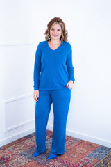 Conjunto Zurique - Lãzinha com Blusa Gola V e Calça Pantalona com Bolsos Faca - Naguirre Shop