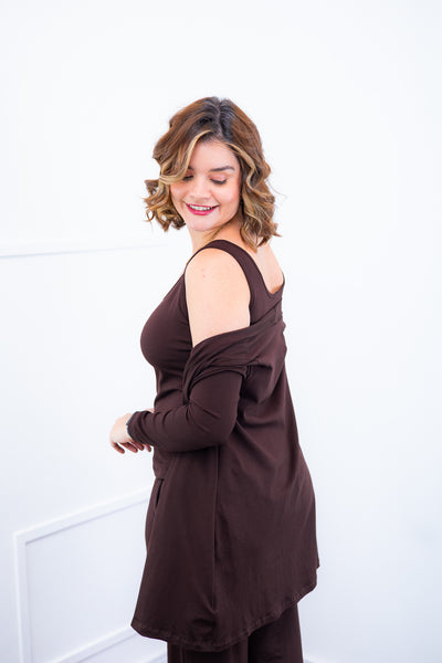 Twin Set Lúcia – Regata + Cardigan em Viscolycra com Bolsos Laterais