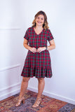 Vestido com Babado Gola V e Manga Curta Verona BF