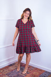 Vestido com Babado Gola V e Manga Curta Verona BF