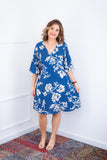Vestido Sabrina - Decote V Manga Morcego em Viscolinho
