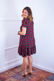 Vestido com Babado Gola V e Manga Curta Verona BF