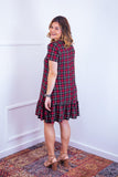 Vestido com Babado Gola V e Manga Curta Verona BF
