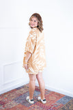 Conjunto Kimono Dora Oversized Estampado e Bermudinha em Crepinho