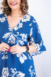 Vestido Sabrina - Decote V Manga Morcego em Viscolinho