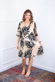 Vestido Sabrina - Decote V Manga Morcego em Viscolinho