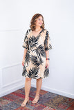 Vestido Sabrina - Decote V Manga Morcego em Viscolinho