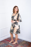 Vestido Sabrina - Decote V Manga Morcego em Viscolinho
