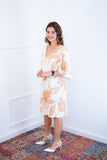 Vestido Decote V Manga Morcego em Viscolinho Sabrina