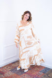 Vestido Longuete com Babado Gola V em Viscolinho Rafaela
