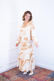 Vestido Longuete com Babado Gola V em Viscolinho Rafaela