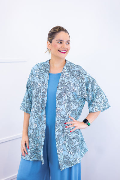 Kimono Brasil – Oversized com Manga Ampla em Crepe