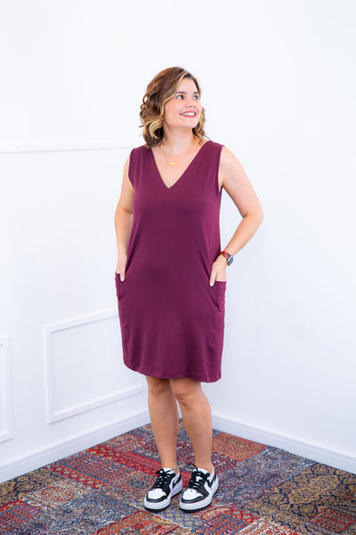Vestido Mariana - Moletinho com Decote V e Bolsos Laterais