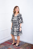 Vestido Sabrina - Decote V Manga Morcego em Viscolinho