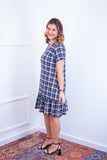 Vestido com Babado Gola V e Manga Curta Verona BF