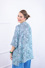 Kimono Brasil - Oversized com Manga Ampla em Crepe