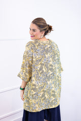 Kimono Brasil - Oversized com Manga Ampla em Crepe
