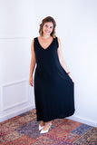 Vestido Regata Longuete com Decote V em Viscolinho Gabriela