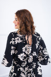 Vestido Sabrina - Decote V Manga Morcego em Viscolinho
