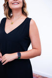 Vestido Regata Longuete com Decote V em Viscolinho Gabriela