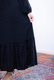 Vestido Longuete com Babado Gola V em Viscolinho Rafaela
