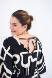 Vestido Sabrina - Decote V Manga Morcego em Viscolinho