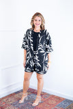 Conjunto Kimono Dora Oversized Estampado e Bermudinha em Crepinho