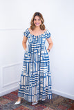 Vestido Longo Cecília – Manga Ciganinha em Viscolinho com Bolsos Laterais