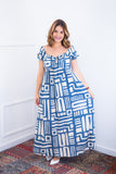 Vestido Longo Cecília – Manga Ciganinha em Viscolinho com Bolsos Laterais