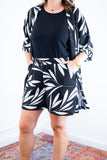 Conjunto Kimono Dora Oversized Estampado e Bermudinha em Crepinho