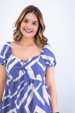 Vestido Longo Cecília – Manga Ciganinha em Viscolinho com Bolsos Laterais