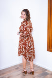 Vestido Chemise Midi Gola V em Viscolinho Bruna
