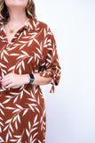 Vestido Chemise Midi Gola V em Viscolinho Bruna