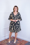 Vestido Decote V Manga Morcego em Viscolinho Sabrina