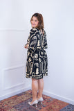 Vestido Decote V Manga Morcego em Viscolinho Sabrina
